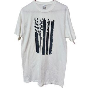 American Flag Tshirt Size Large Tall White Patriotic USA New